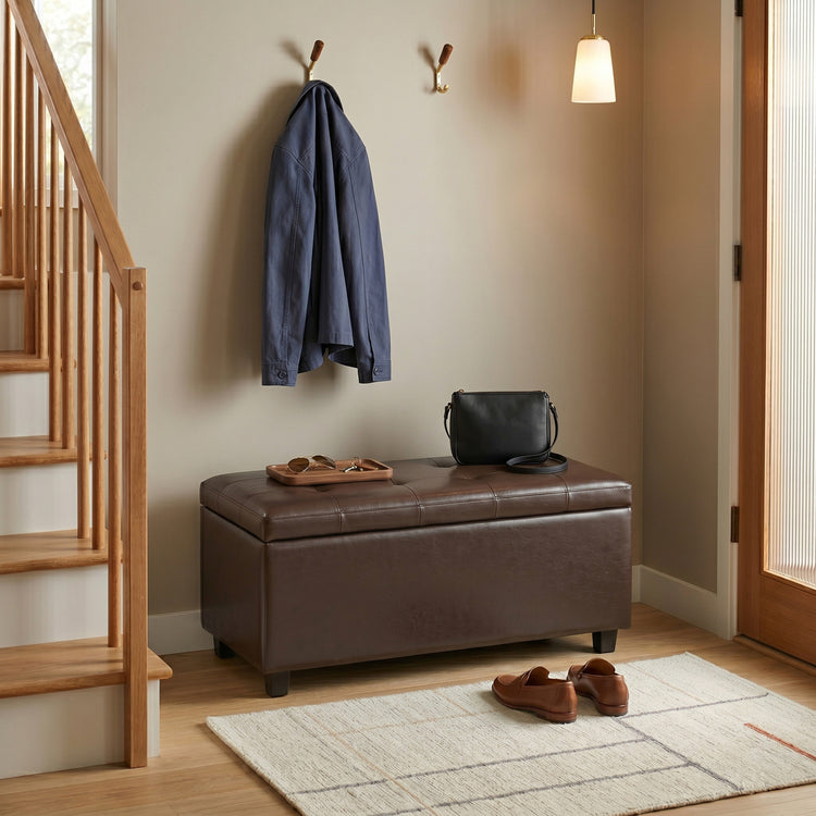 Chocolate Brown Vegan Leather | Cosmopolitan Storage Ottoman in Vegan Leather