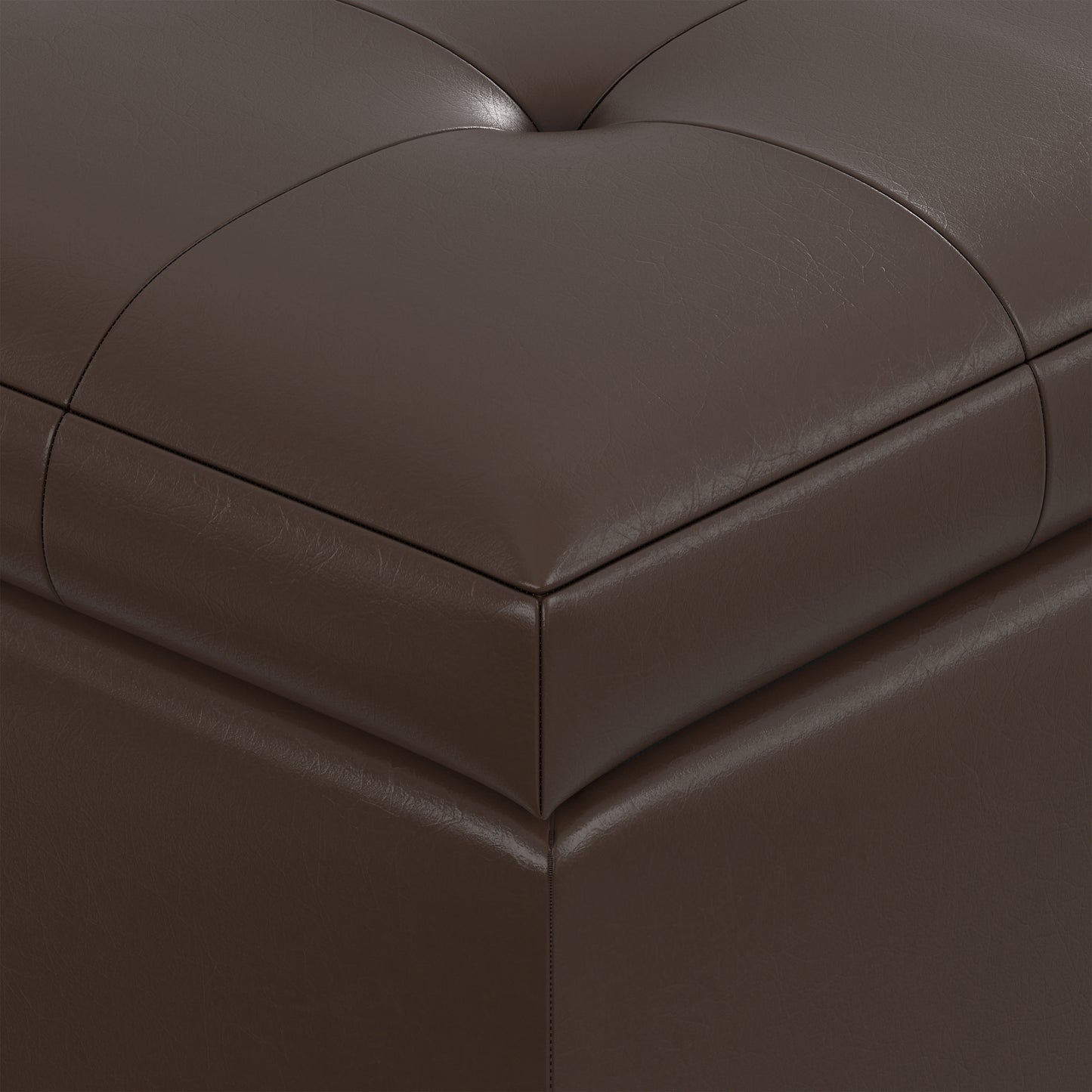 Chocolate Brown Vegan Leather | Cosmopolitan Storage Ottoman in Vegan Leather