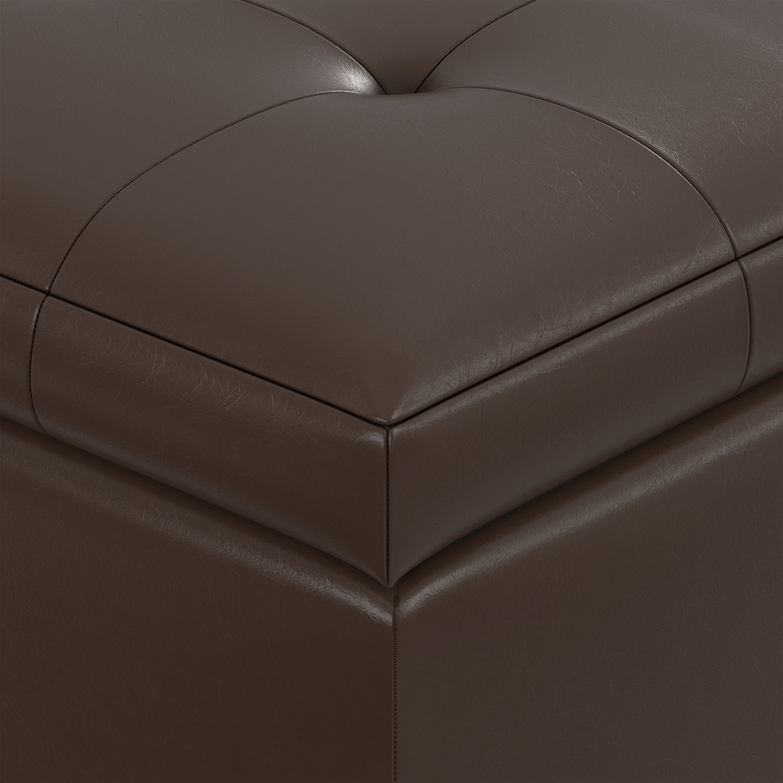 Chocolate Brown Vegan Leather | Cosmopolitan Storage Ottoman in Vegan Leather