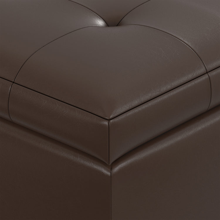 Chocolate Brown Vegan Leather | Cosmopolitan Storage Ottoman in Vegan Leather