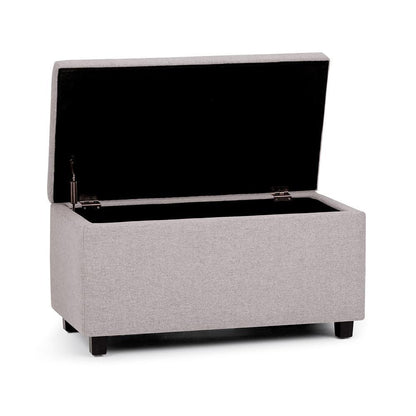 Cloud Grey Linen Style Fabric | Cosmopolitan Vegan Leather Storage Ottoman