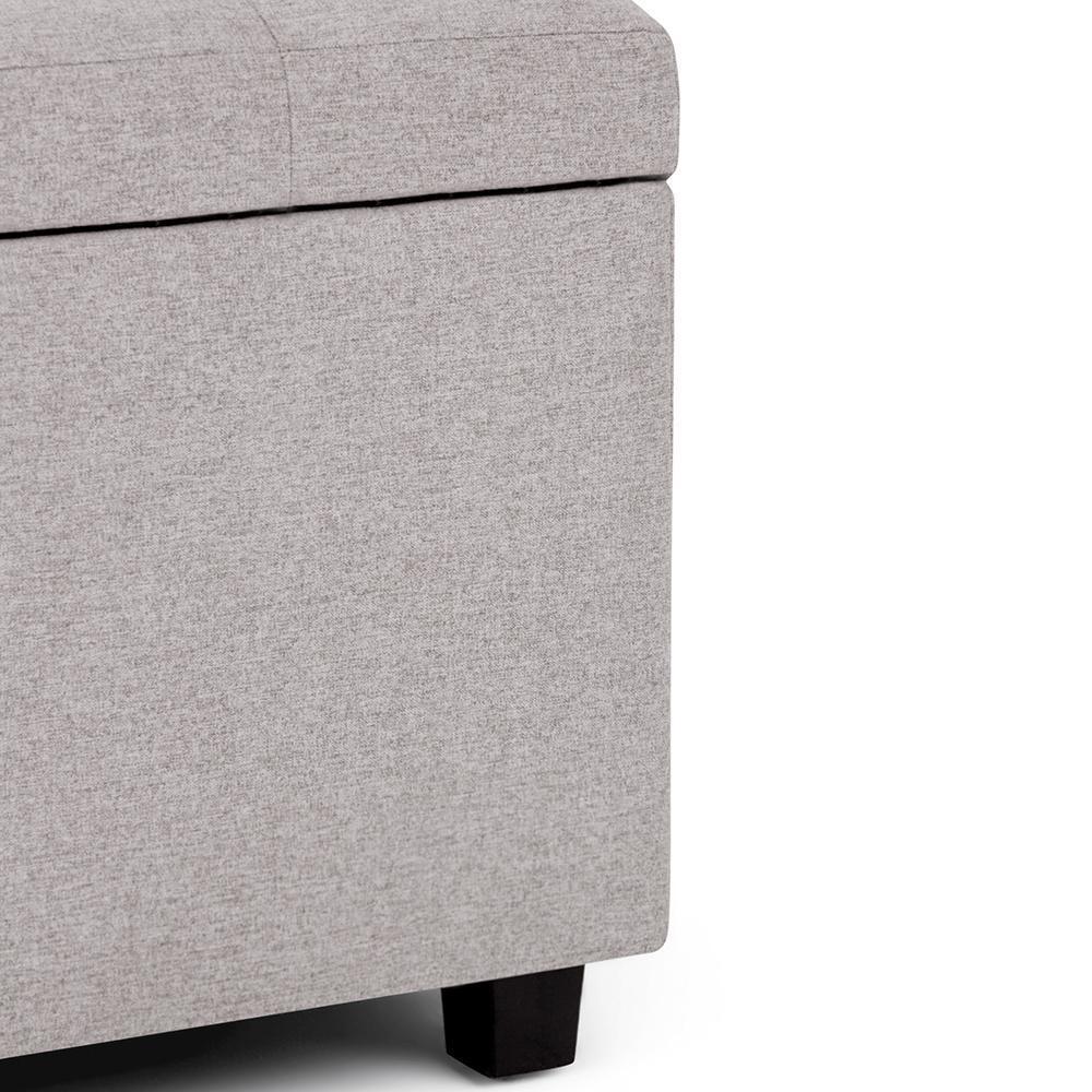 Cloud Grey Linen Style Fabric | Cosmopolitan Vegan Leather Storage Ottoman