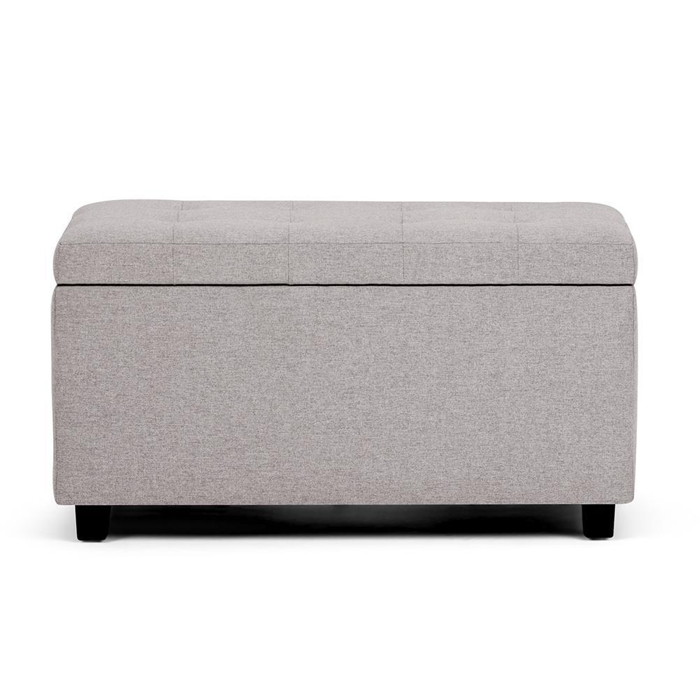 Cloud Grey Linen Style Fabric | Cosmopolitan Vegan Leather Storage Ottoman