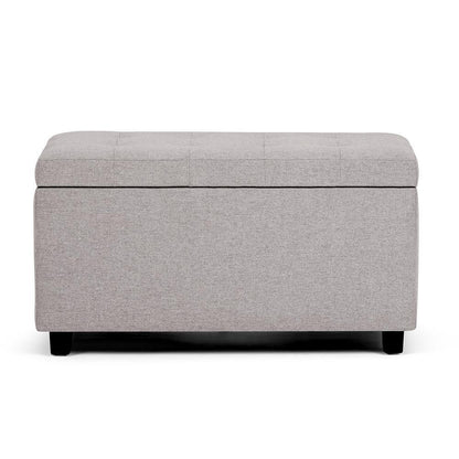 Cloud Grey Linen Style Fabric | Cosmopolitan Vegan Leather Storage Ottoman