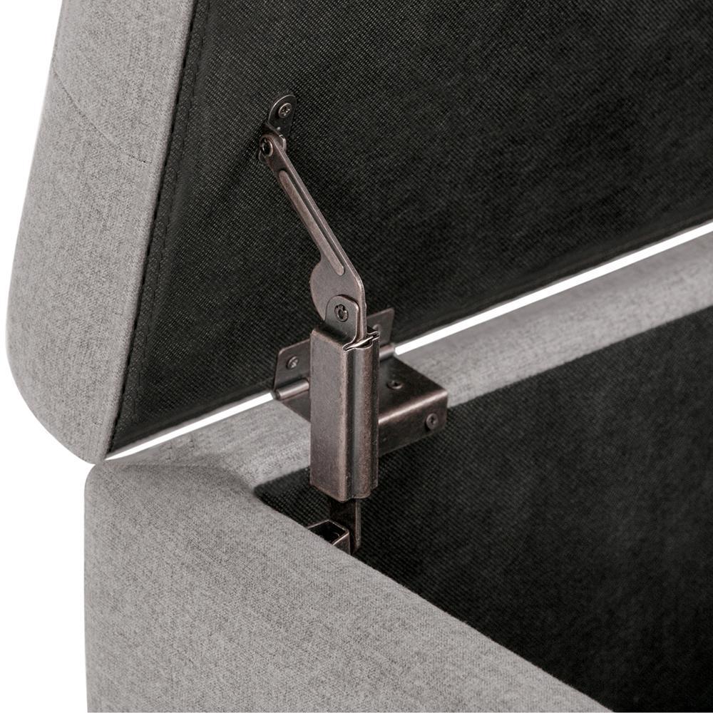 Cloud Grey Linen Style Fabric | Cosmopolitan Vegan Leather Storage Ottoman