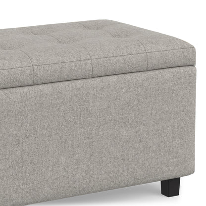 Cloud Grey Linen Style Fabric | Cosmopolitan Storage Ottoman in Linen