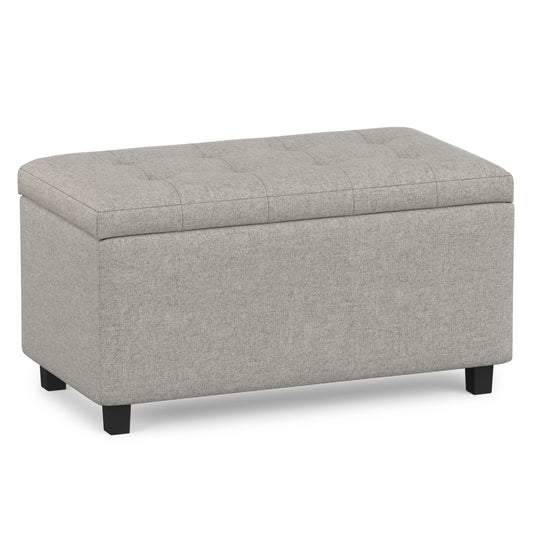 Cloud Grey Linen Style Fabric | Cosmopolitan Storage Ottoman in Linen