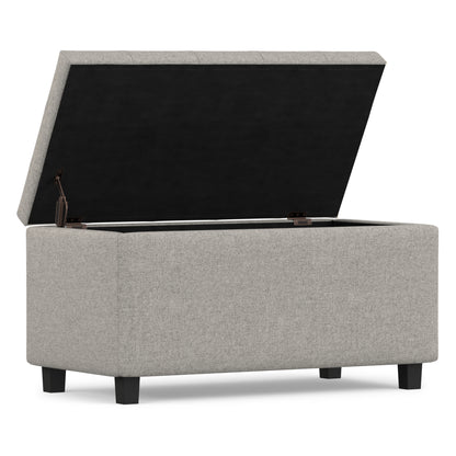 Cloud Grey Linen Style Fabric | Cosmopolitan Storage Ottoman in Linen