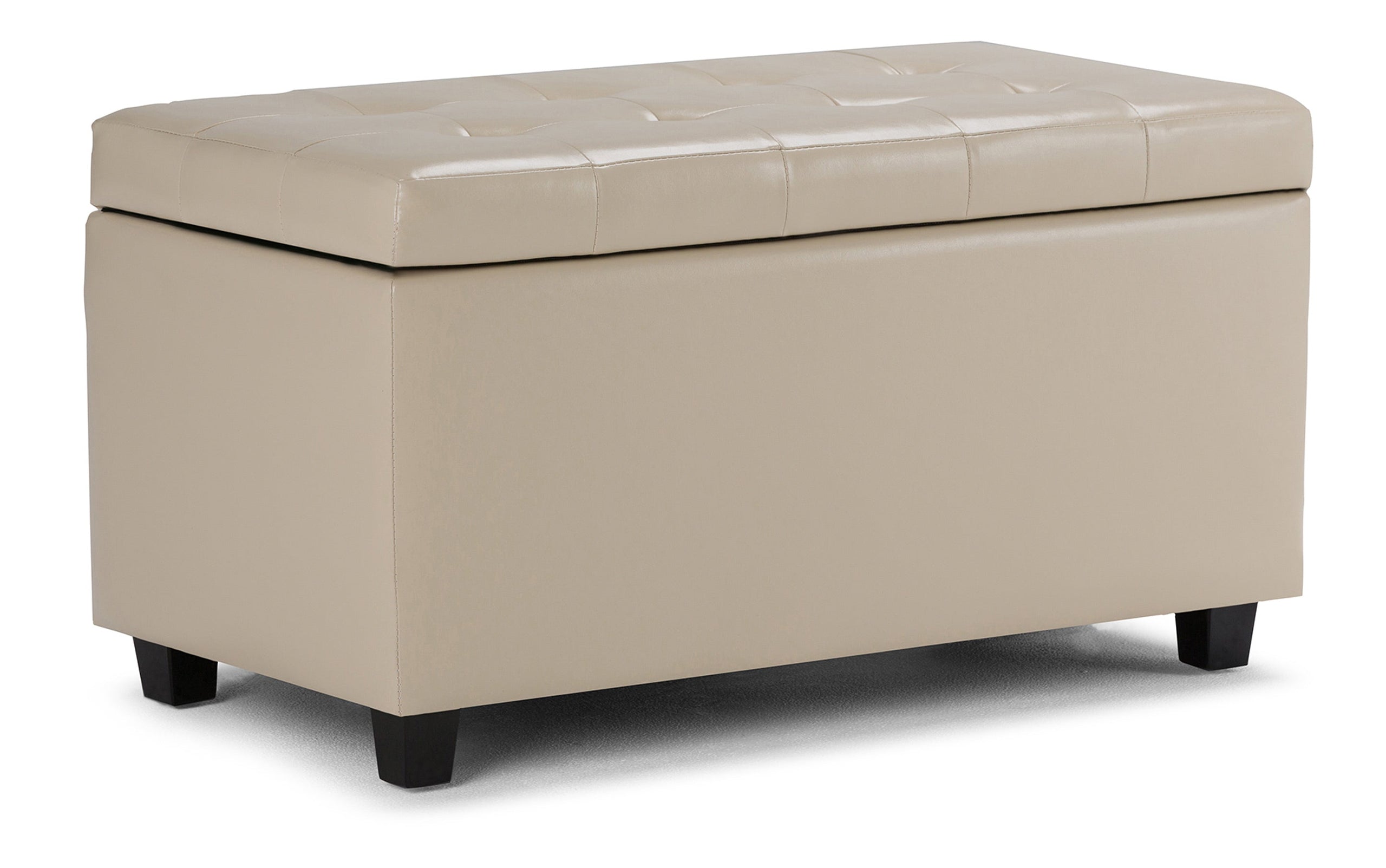Satin Cream Vegan Leather | Cosmopolitan Vegan Leather Storage Ottoman