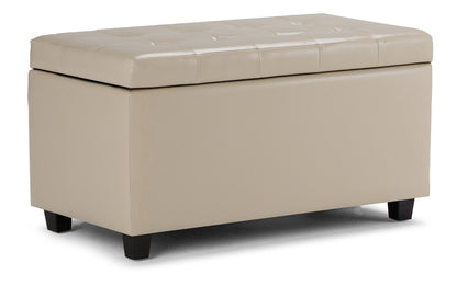 Satin Cream Vegan Leather | Cosmopolitan Vegan Leather Storage Ottoman