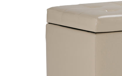 Satin Cream Vegan Leather | Cosmopolitan Vegan Leather Storage Ottoman