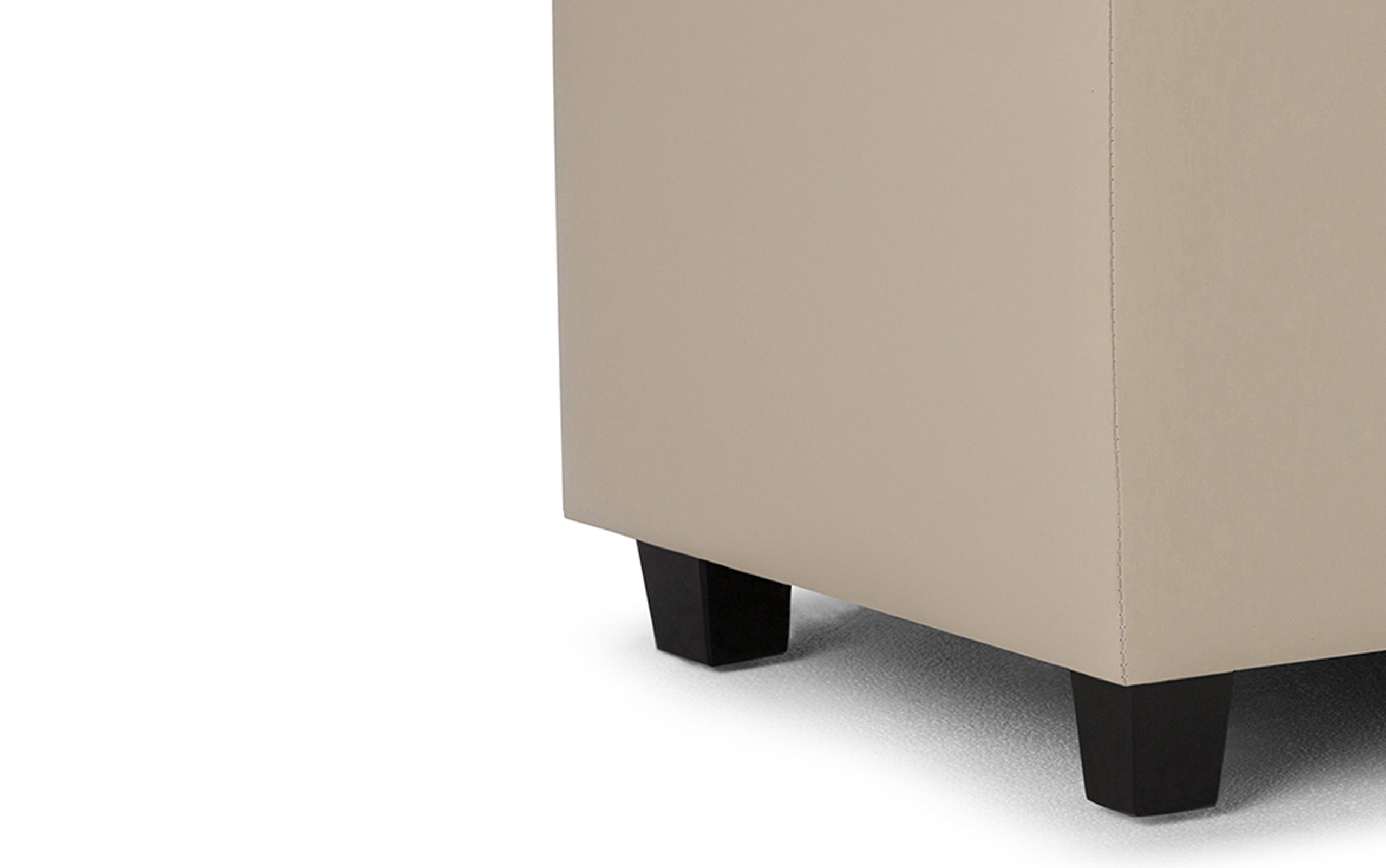 Satin Cream Vegan Leather | Cosmopolitan Vegan Leather Storage Ottoman