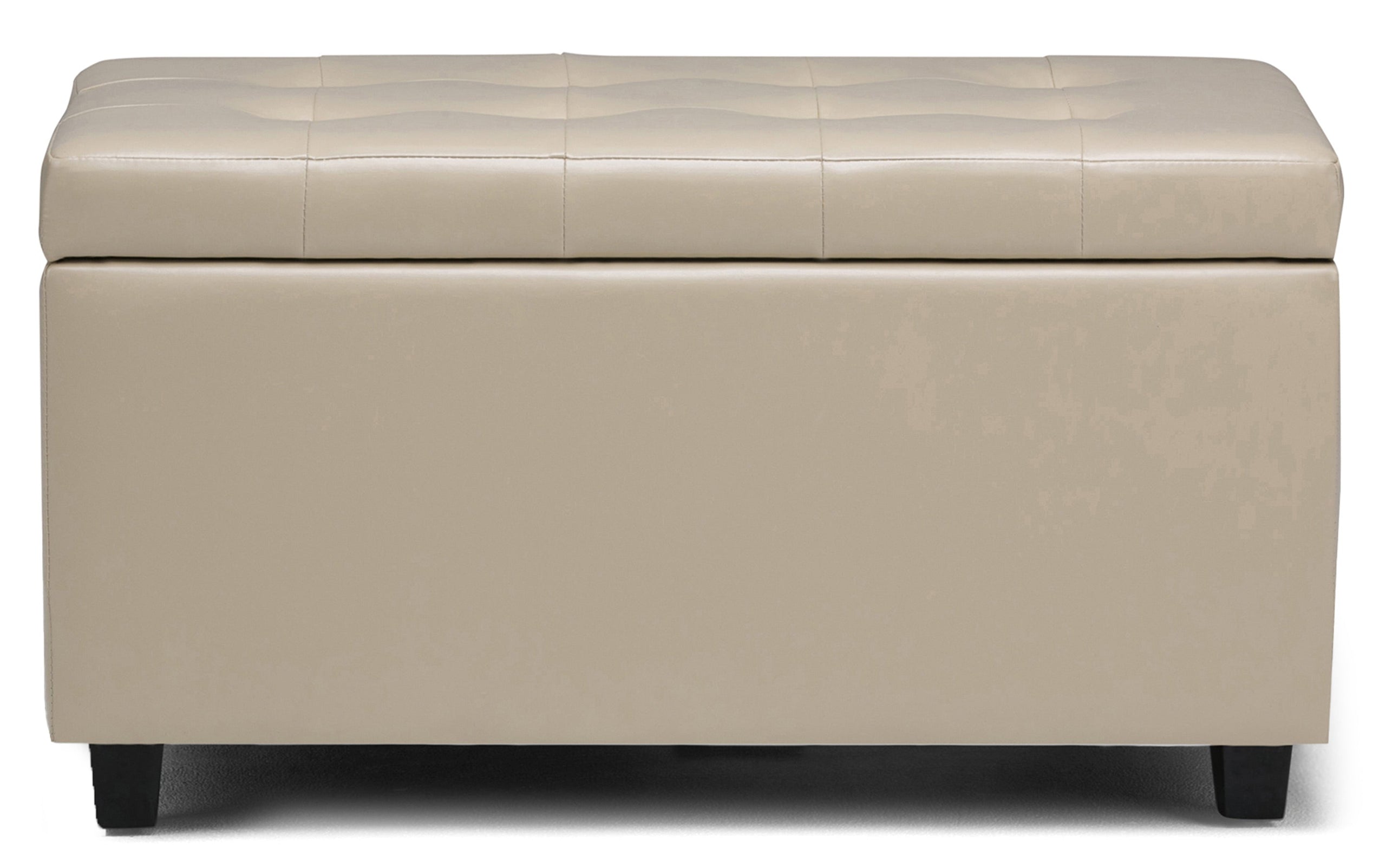 Satin Cream Vegan Leather | Cosmopolitan Vegan Leather Storage Ottoman