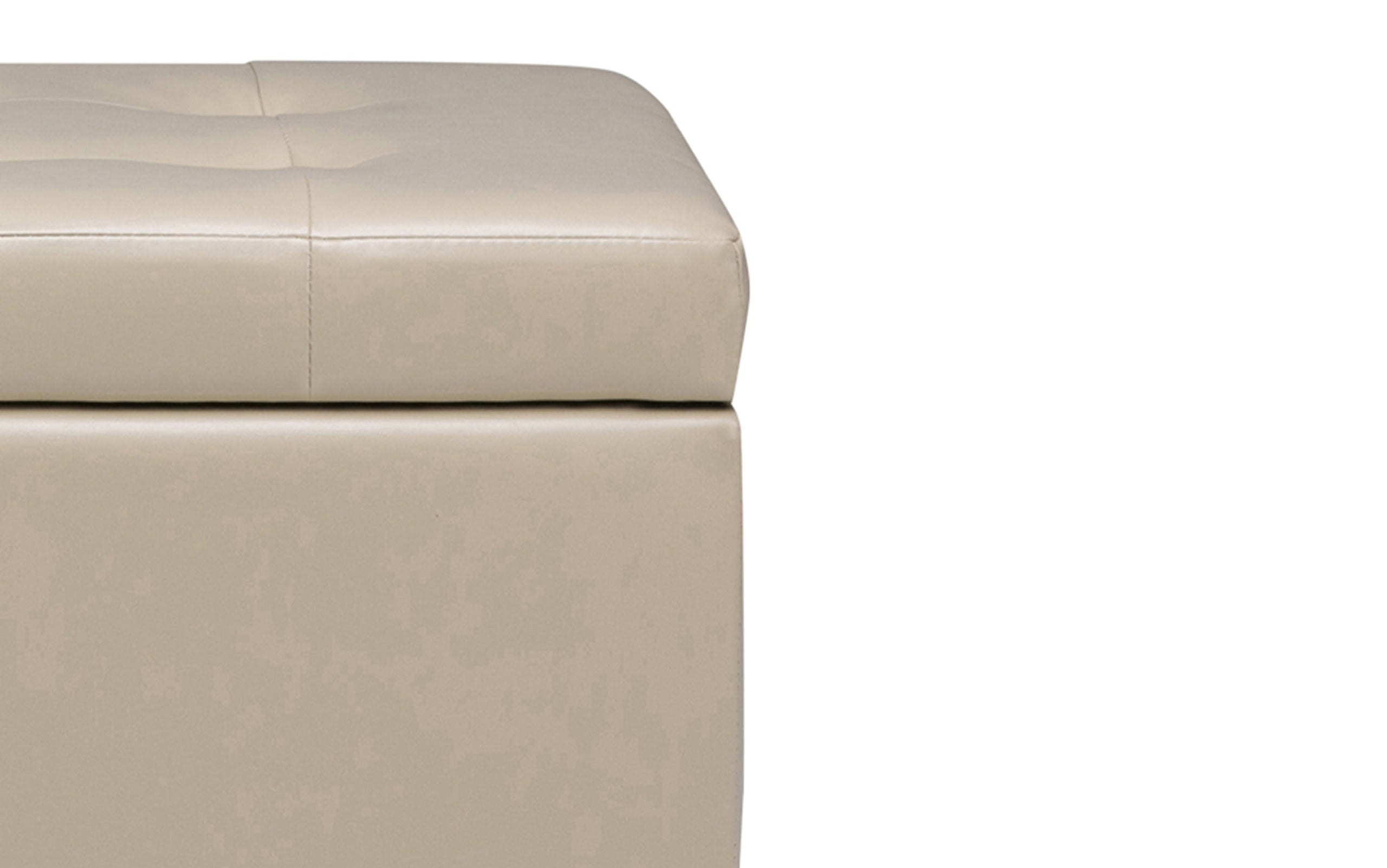 Satin Cream Vegan Leather | Cosmopolitan Vegan Leather Storage Ottoman