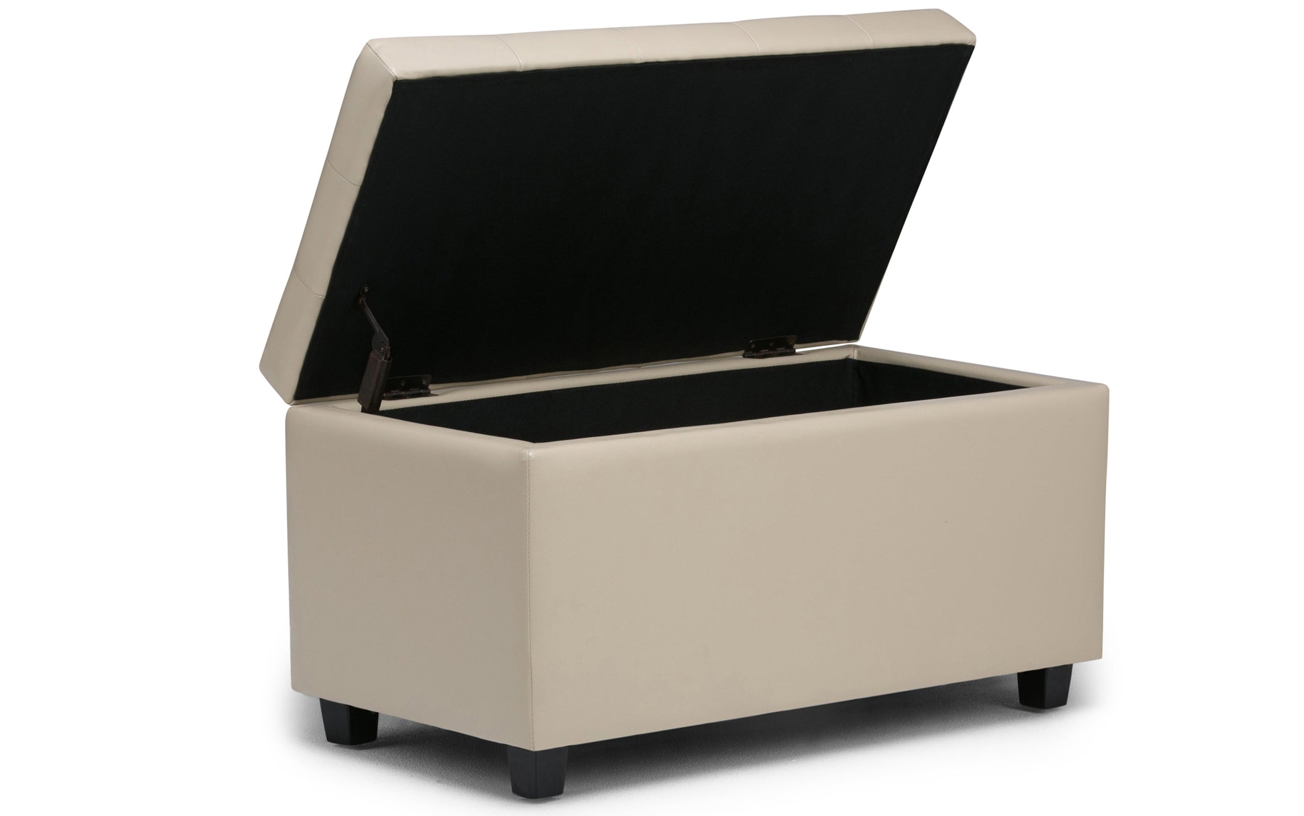 Satin Cream Vegan Leather | Cosmopolitan Vegan Leather Storage Ottoman