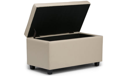 Satin Cream Vegan Leather | Cosmopolitan Vegan Leather Storage Ottoman
