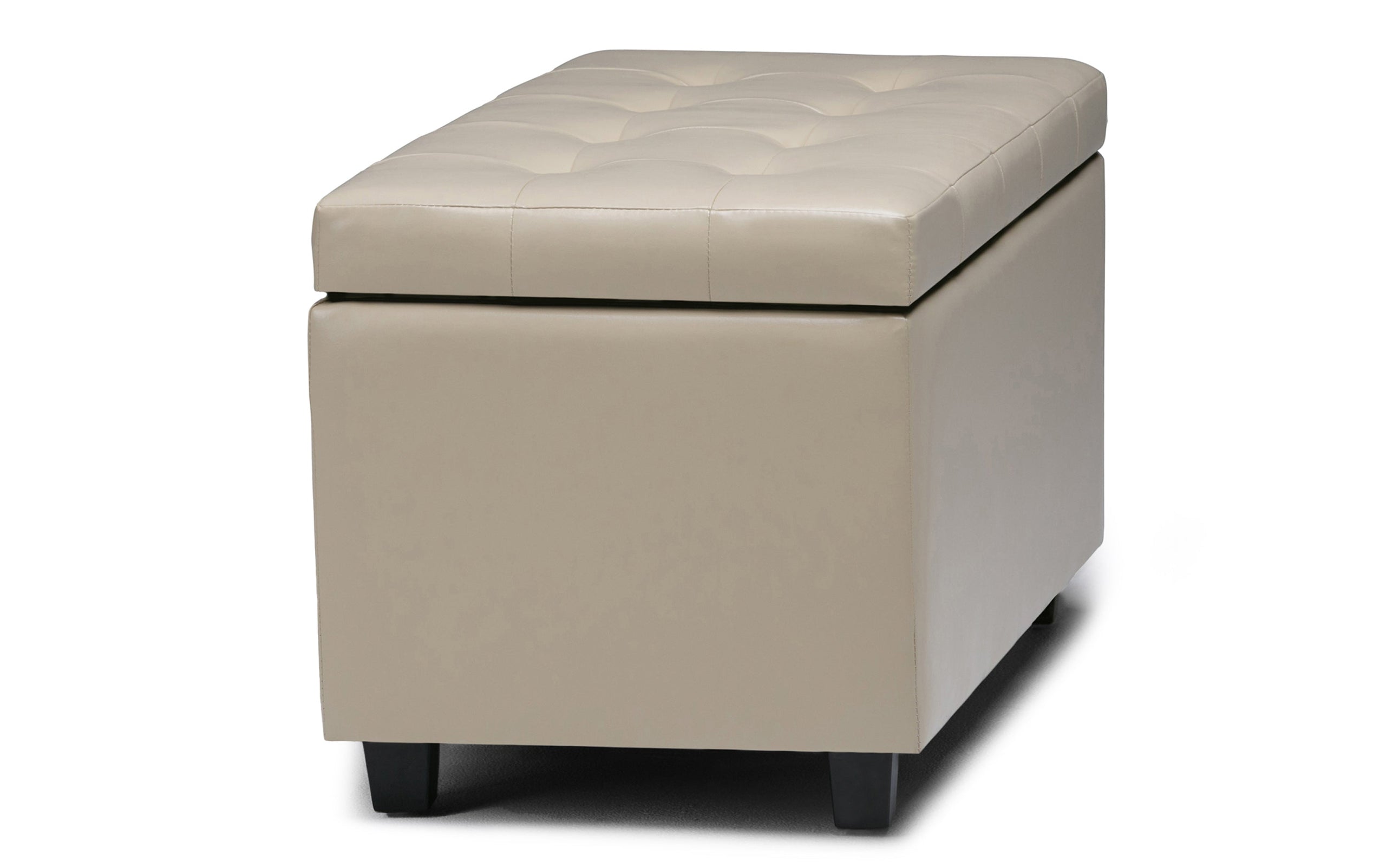 Satin Cream Vegan Leather | Cosmopolitan Vegan Leather Storage Ottoman
