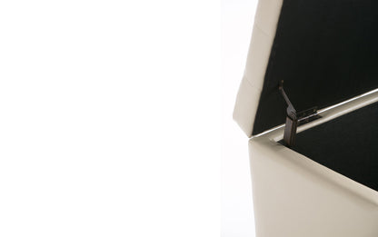 Satin Cream Vegan Leather | Cosmopolitan Vegan Leather Storage Ottoman