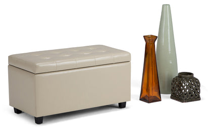 Satin Cream Vegan Leather | Cosmopolitan Vegan Leather Storage Ottoman