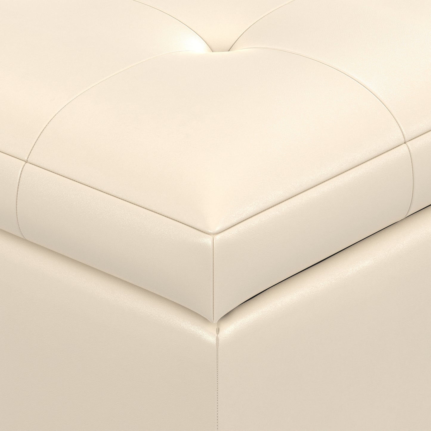 Satin Cream Vegan Leather | Cosmopolitan Storage Ottoman in Vegan Leather
