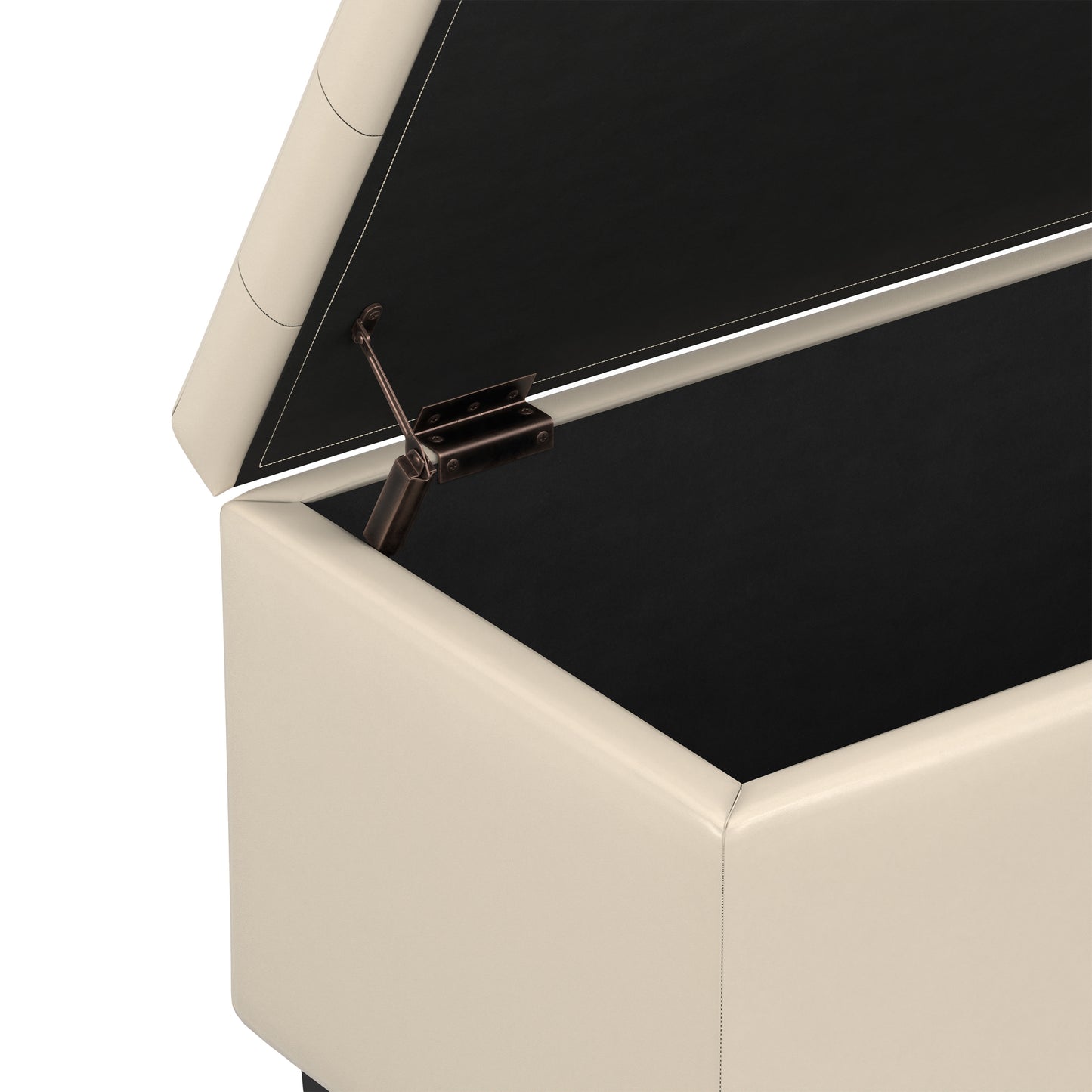 Satin Cream Vegan Leather | Cosmopolitan Storage Ottoman in Vegan Leather