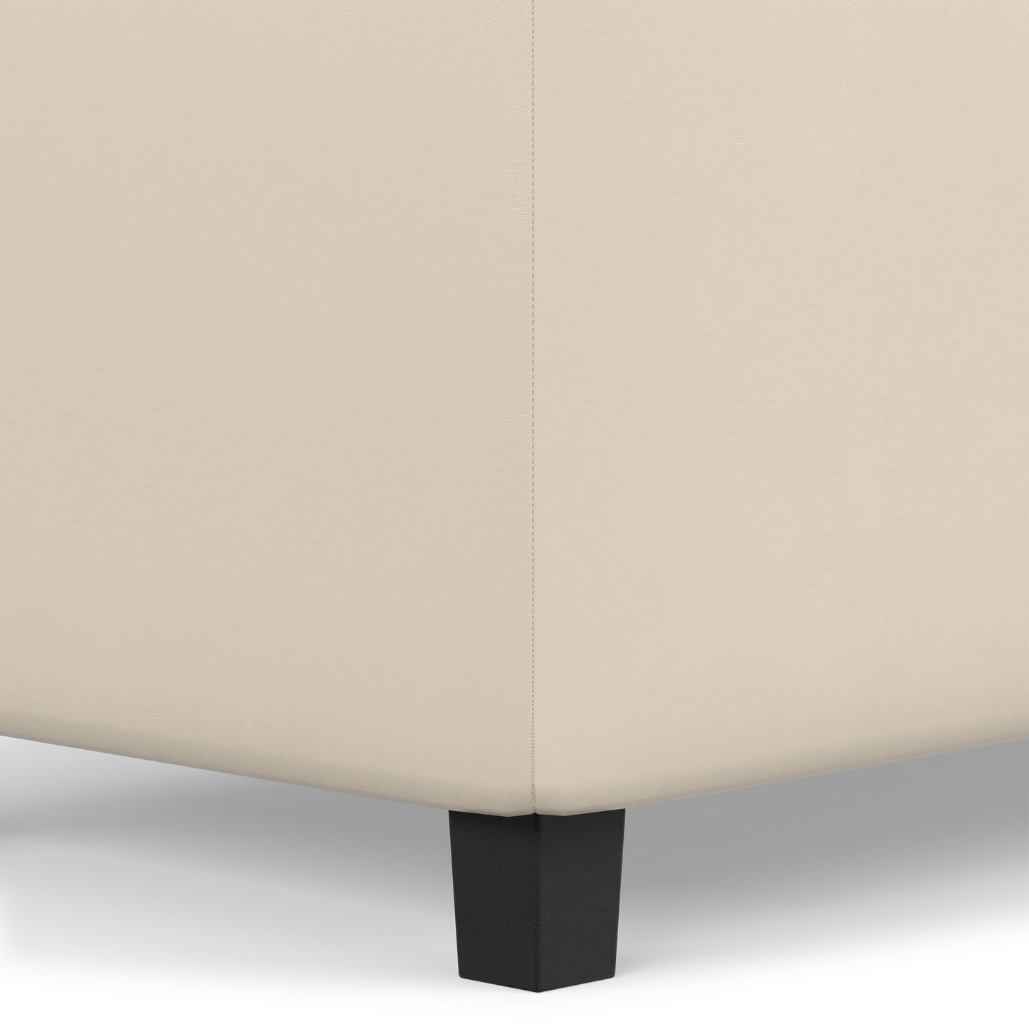 Satin Cream Vegan Leather | Cosmopolitan Storage Ottoman in Vegan Leather