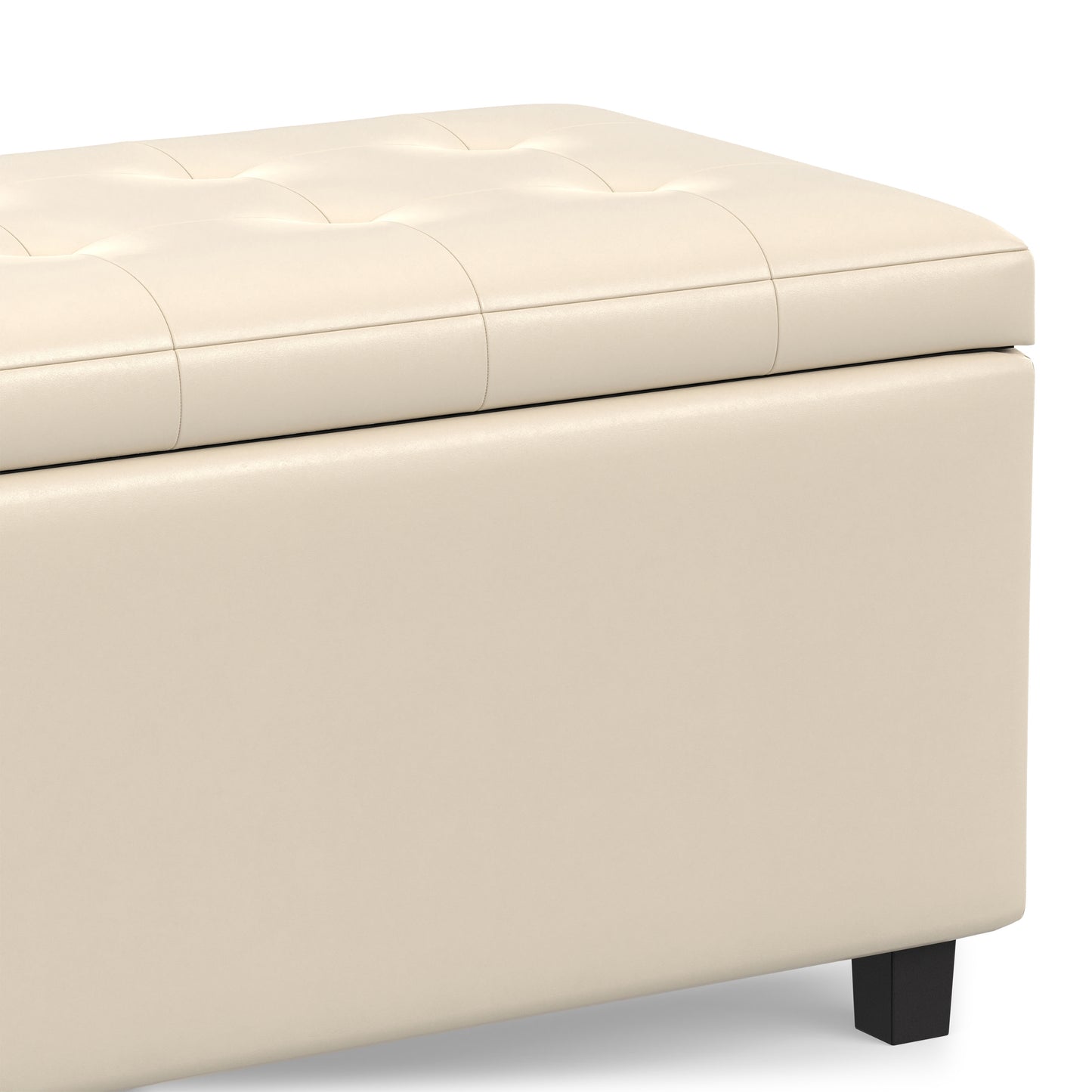 Satin Cream Vegan Leather | Cosmopolitan Storage Ottoman in Vegan Leather