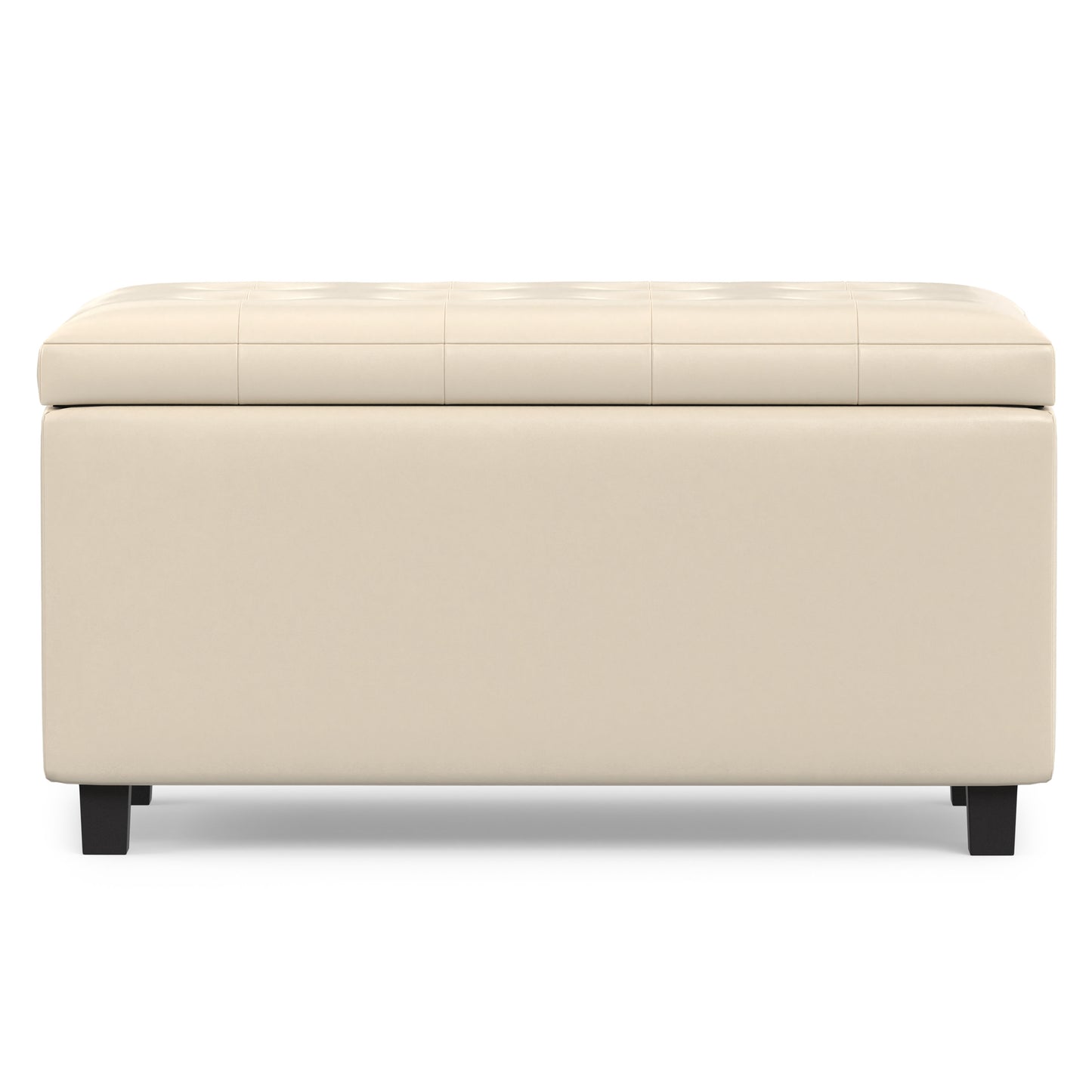 Satin Cream Vegan Leather | Cosmopolitan Storage Ottoman in Vegan Leather