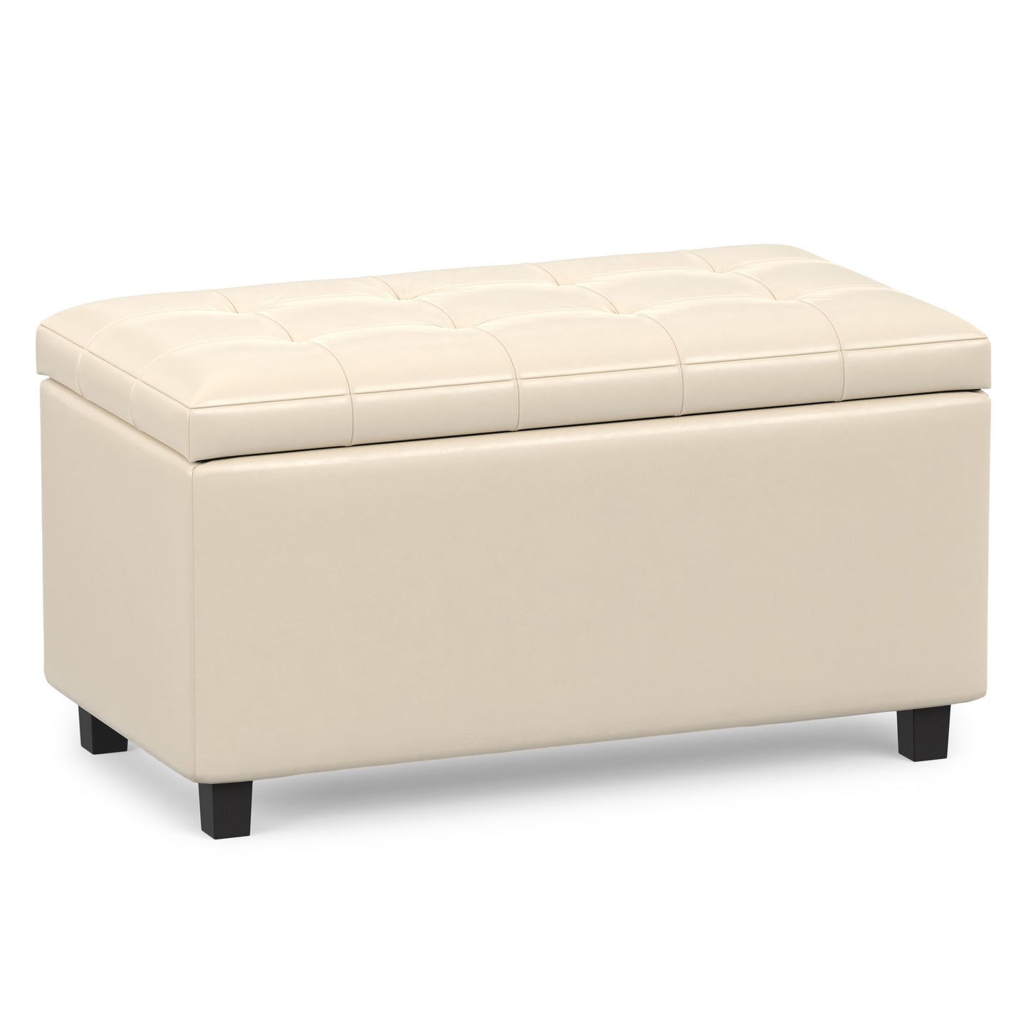 Satin Cream Vegan Leather | Cosmopolitan Storage Ottoman in Vegan Leather