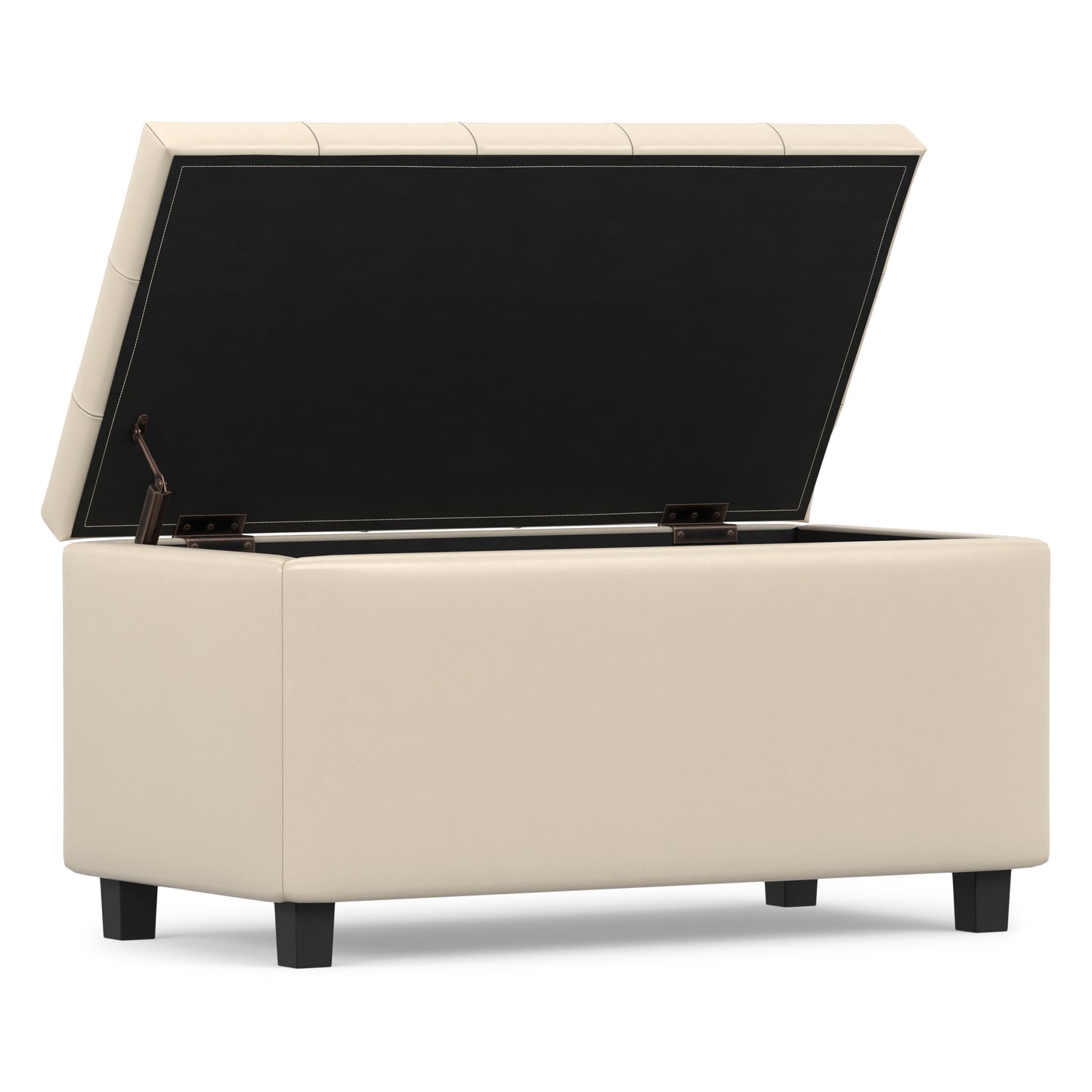 Satin Cream Vegan Leather | Cosmopolitan Storage Ottoman in Vegan Leather