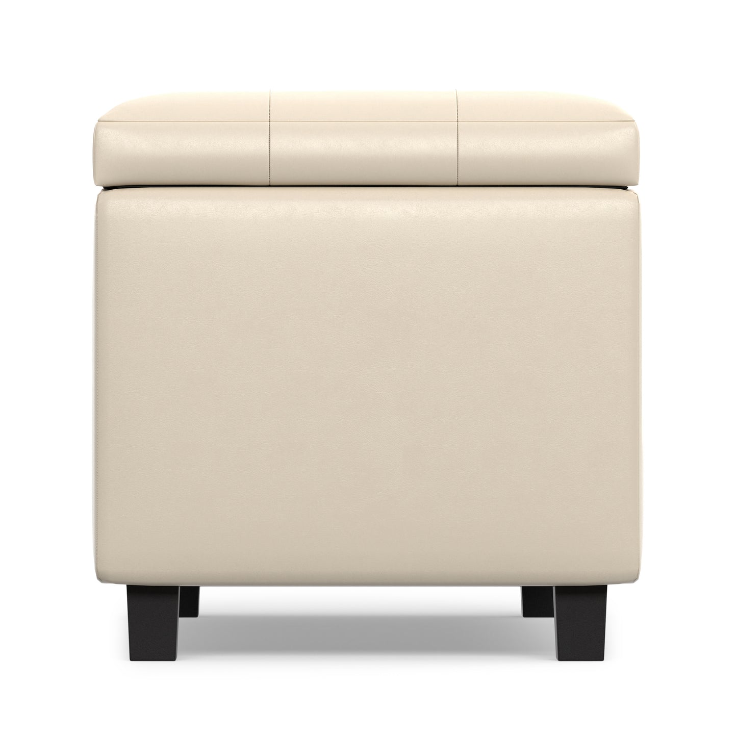 Satin Cream Vegan Leather | Cosmopolitan Storage Ottoman in Vegan Leather