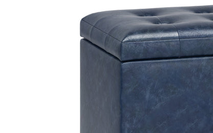 Denim Blue Vegan Leather | Cosmopolitan Vegan Leather Storage Ottoman