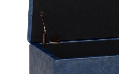 Denim Blue Vegan Leather | Cosmopolitan Vegan Leather Storage Ottoman
