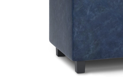 Denim Blue Vegan Leather | Cosmopolitan Vegan Leather Storage Ottoman