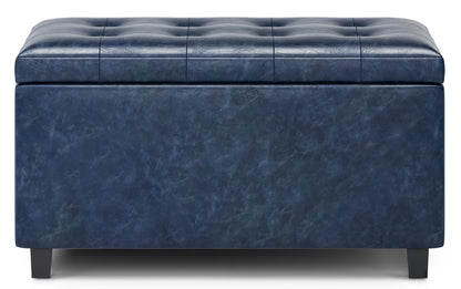 Denim Blue Vegan Leather | Cosmopolitan Vegan Leather Storage Ottoman