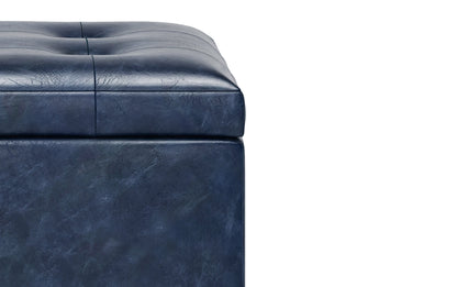 Denim Blue Vegan Leather | Cosmopolitan Vegan Leather Storage Ottoman