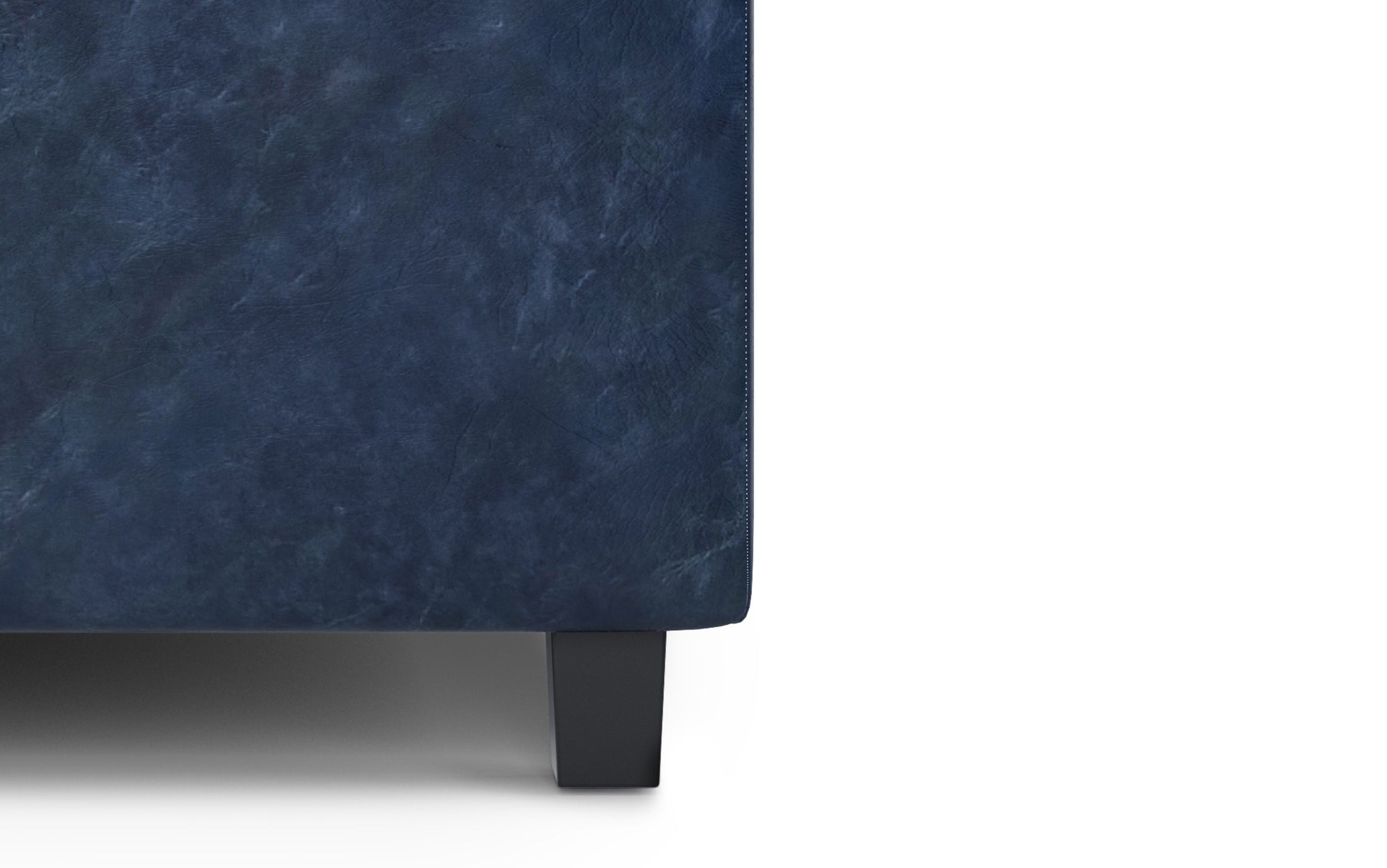 Denim Blue Vegan Leather | Cosmopolitan Vegan Leather Storage Ottoman