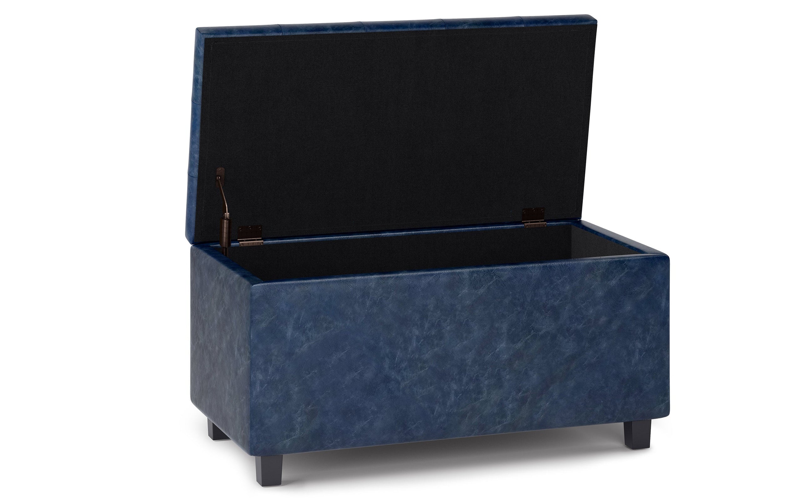 Denim Blue Vegan Leather | Cosmopolitan Vegan Leather Storage Ottoman