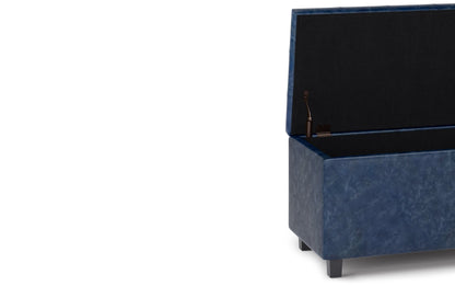 Denim Blue Vegan Leather | Cosmopolitan Vegan Leather Storage Ottoman