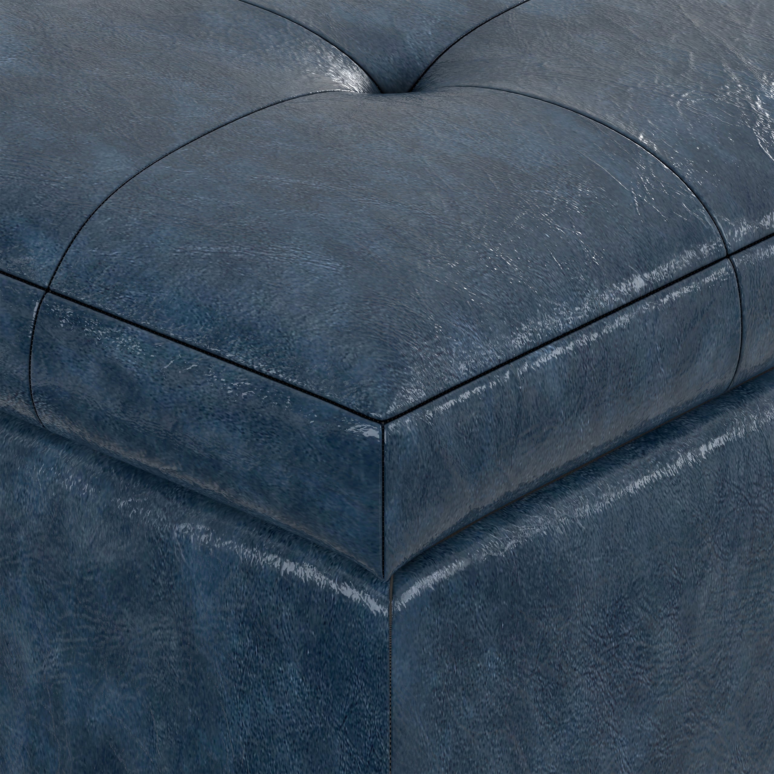 Denim Blue Vegan Leather | Cosmopolitan Storage Ottoman in Vegan Leather