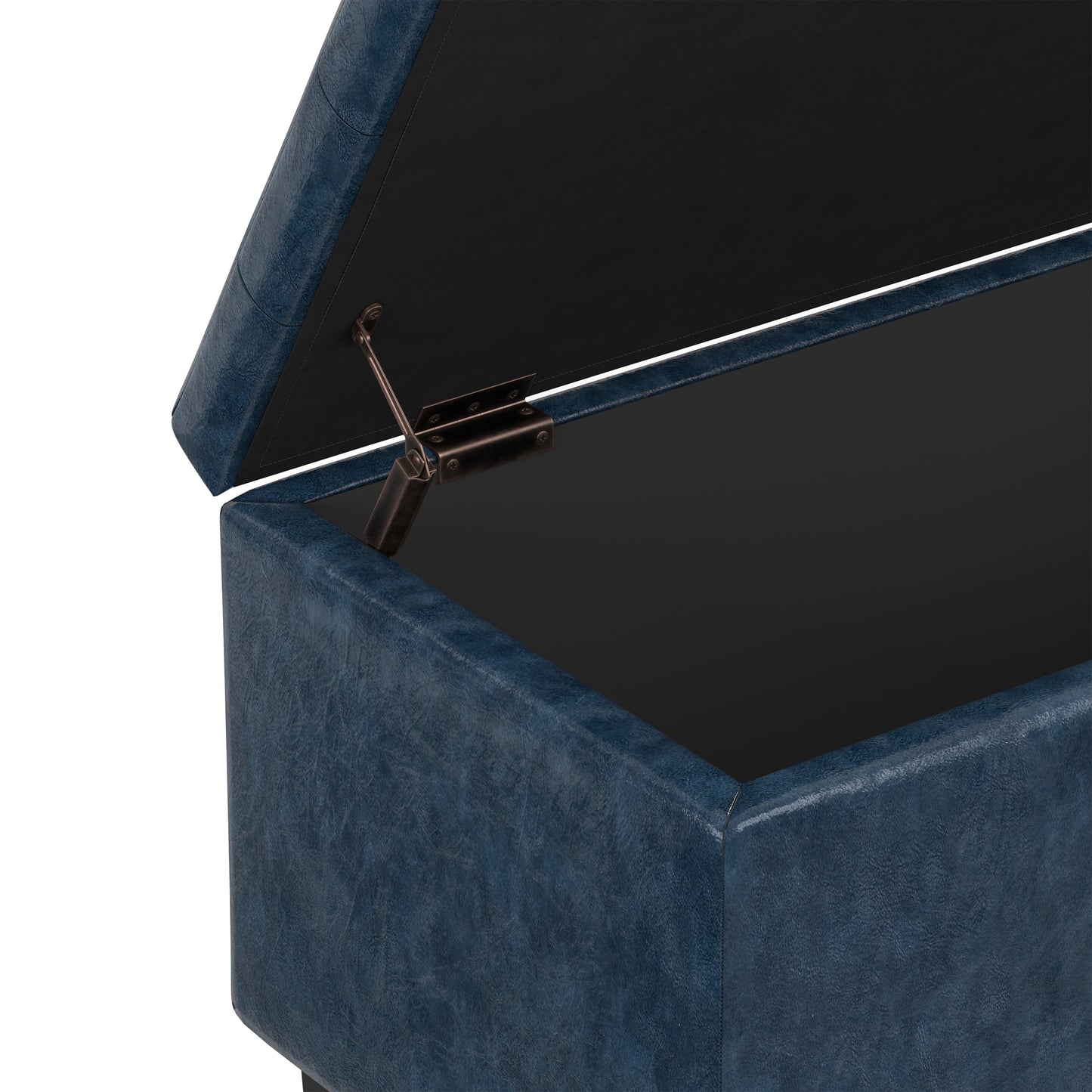 Denim Blue Vegan Leather | Cosmopolitan Storage Ottoman in Vegan Leather