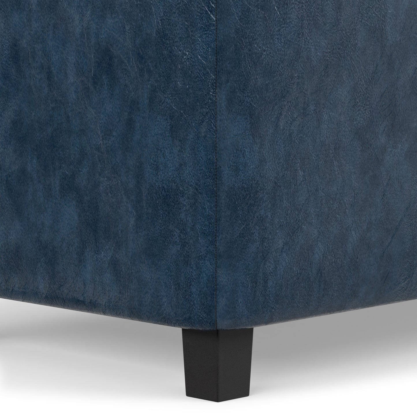 Denim Blue Vegan Leather | Cosmopolitan Storage Ottoman in Vegan Leather