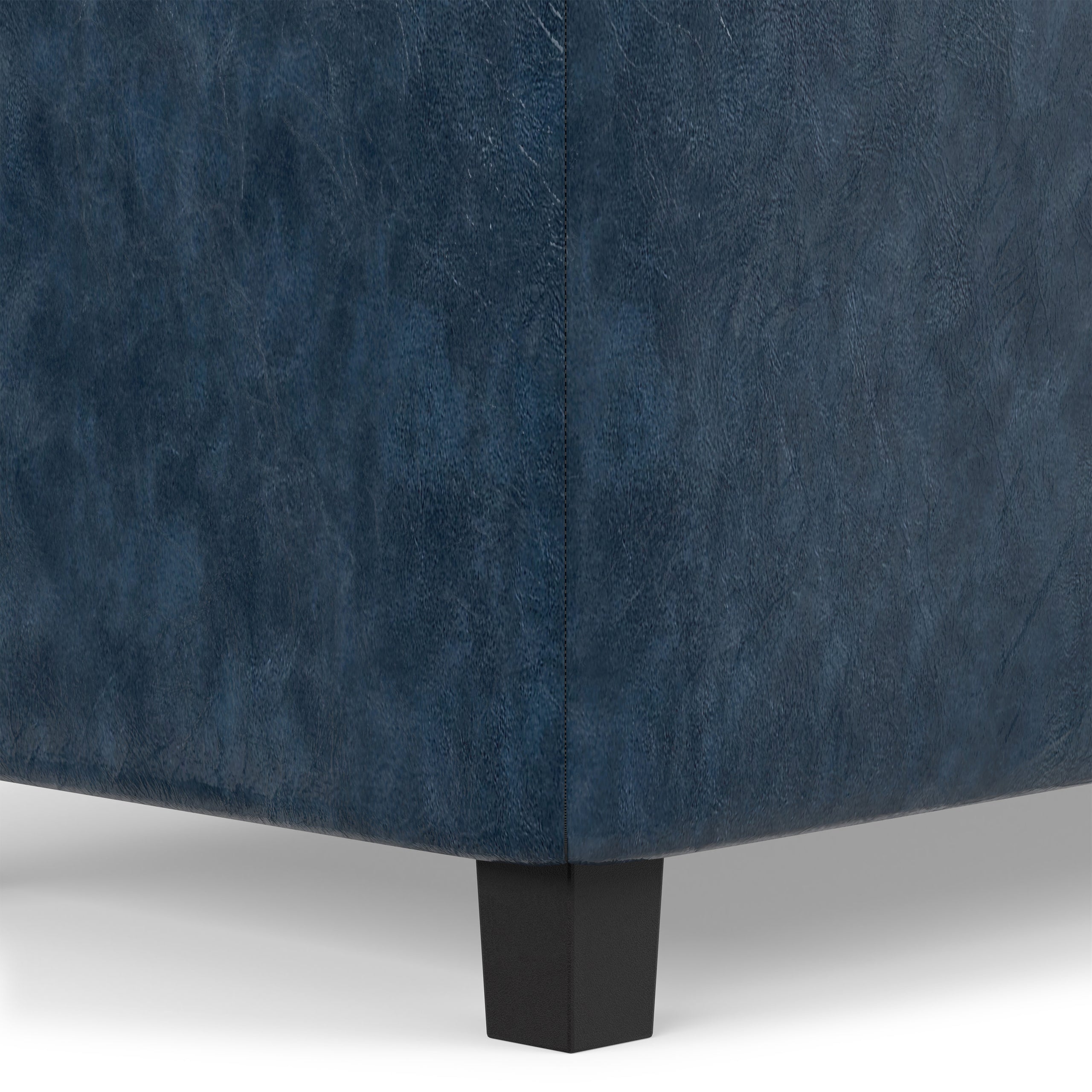 Denim Blue Vegan Leather | Cosmopolitan Storage Ottoman in Vegan Leather