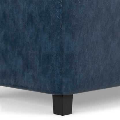 Denim Blue Vegan Leather | Cosmopolitan Storage Ottoman in Vegan Leather