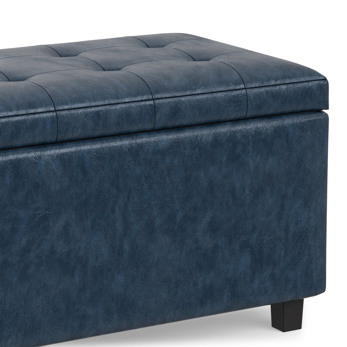 Denim Blue Vegan Leather | Cosmopolitan Storage Ottoman in Vegan Leather