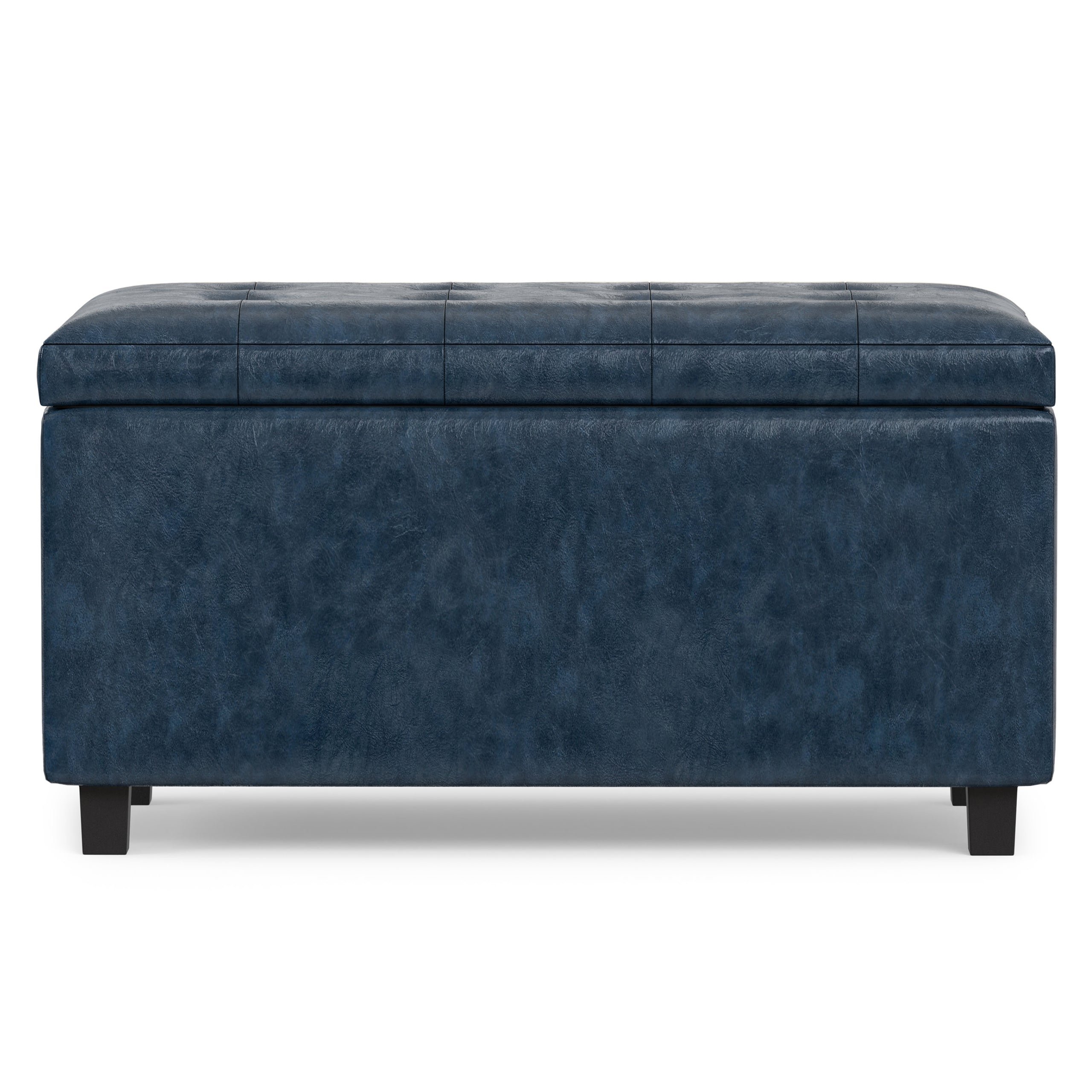 Denim Blue Vegan Leather | Cosmopolitan Storage Ottoman in Vegan Leather