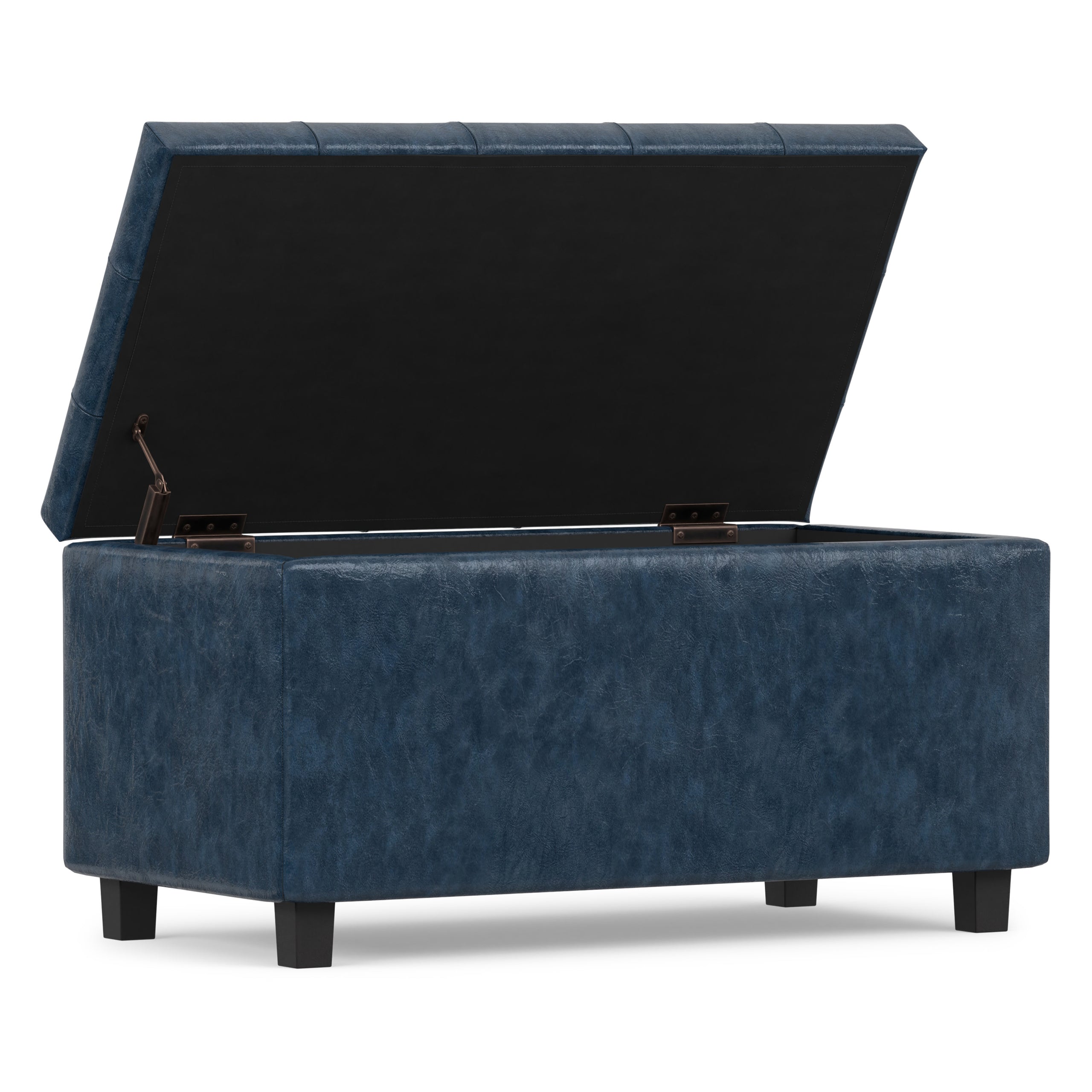 Denim Blue Vegan Leather | Cosmopolitan Storage Ottoman in Vegan Leather