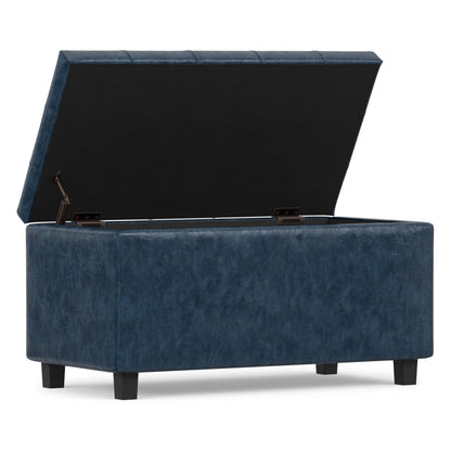 Denim Blue Vegan Leather | Cosmopolitan Storage Ottoman in Vegan Leather