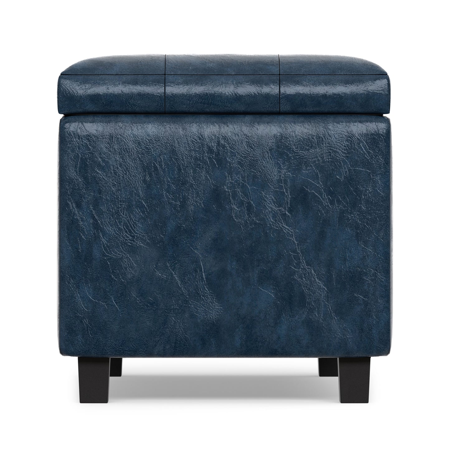 Denim Blue Vegan Leather | Cosmopolitan Storage Ottoman in Vegan Leather