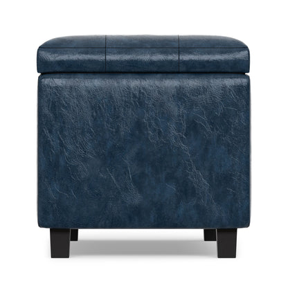 Denim Blue Vegan Leather | Cosmopolitan Storage Ottoman in Vegan Leather